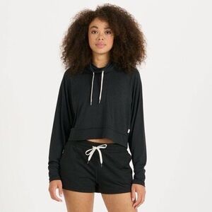 Vuori Halo Crop Funnel Hoodie (Black)